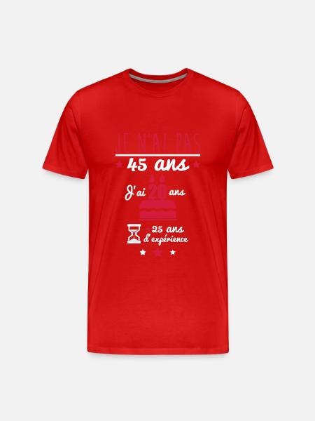 pas 45 ans anniversaire - T-shirt bio Premium Homme - rouge