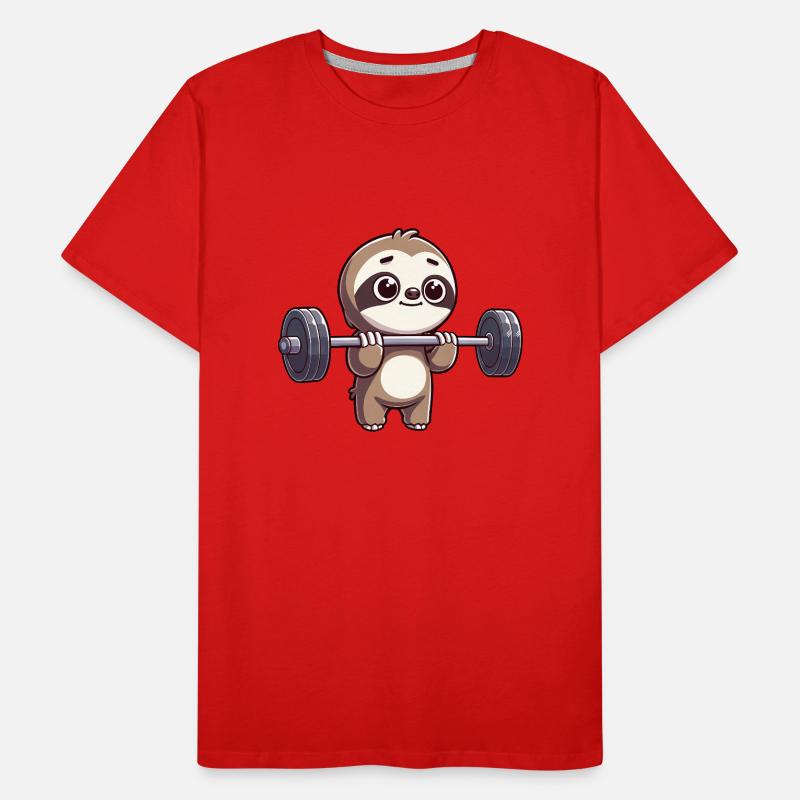 Faultier Power-Training mit Hanteln Männer Premium Bio T-Shirt