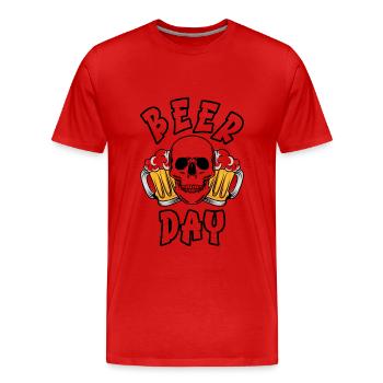 JOURNÉE DE LA BIÈRE - T-shirt bio Premium Homme - rouge - Devant - Damien (186cm)