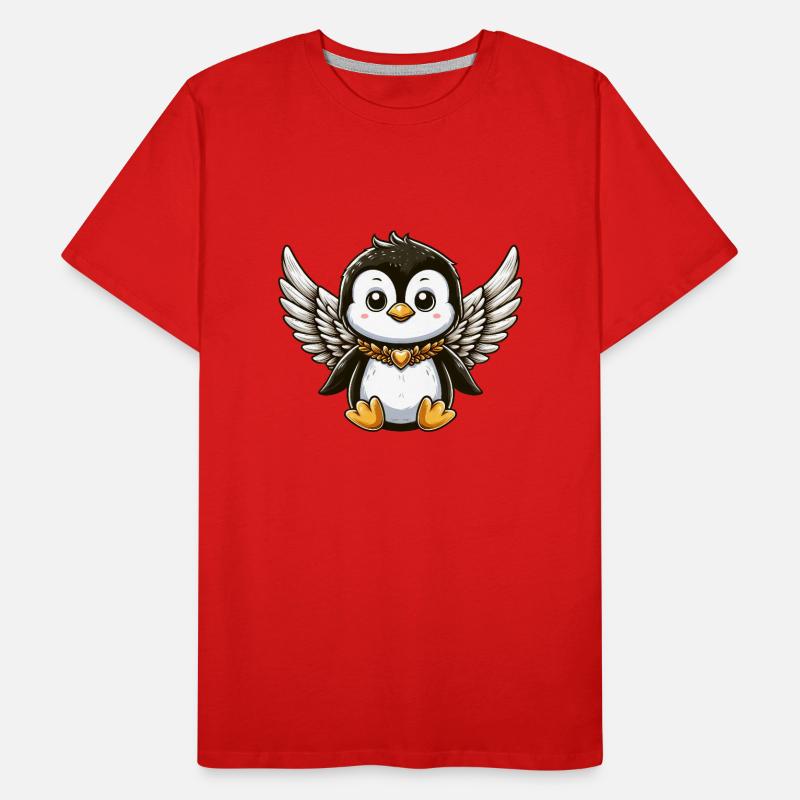 Conception de bande dessinée mignon pingouin ange T-shirt bio Premium Homme
