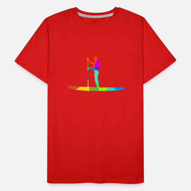 Stand up paddle Planche arc-en-ciel couleurs polygone T-shirt bio Premium Homme