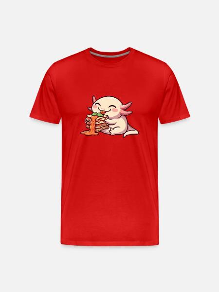 Axolotl Eats Lasagna Comic - Men's Premium Organic T-Shirt - red