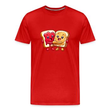 Toast & Marmelade: PBJ-Freundschaft - Männer Premium Bio T-Shirt - Rot - Vorne - Damien (186cm)