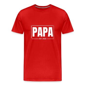 Papa Est. 2023 Cadeau du Père - T-shirt bio Premium Homme - rouge - Devant - Damien (186cm)
