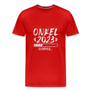 Werdender Onkel Schwangerschaft verkünden Idee - Männer Premium Bio T-Shirt - Rot - Vorne - Damien (186cm)
