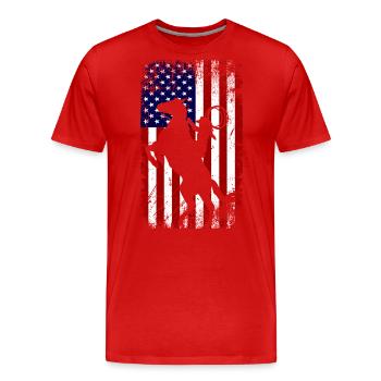 Cheval de drapeau des États-Unis - T-shirt bio Premium Homme - rouge - Devant - Damien (186cm)