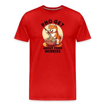 Drôle de Pho Shiba Inu - T-shirt bio Premium Homme - rouge - Devant - Damien (186cm)
