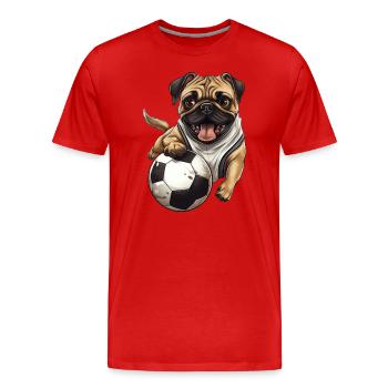 Carlin dans la fièvre du football: Attaquant avec des pattes - T-shirt bio Premium Homme - rouge - Devant - Damien (186cm)