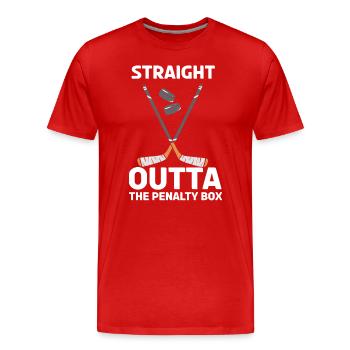 Joueur de hockey sur glace tout droit sorti de la boîte de pénalité - T-shirt bio Premium Homme - rouge - Devant - Damien (186cm)