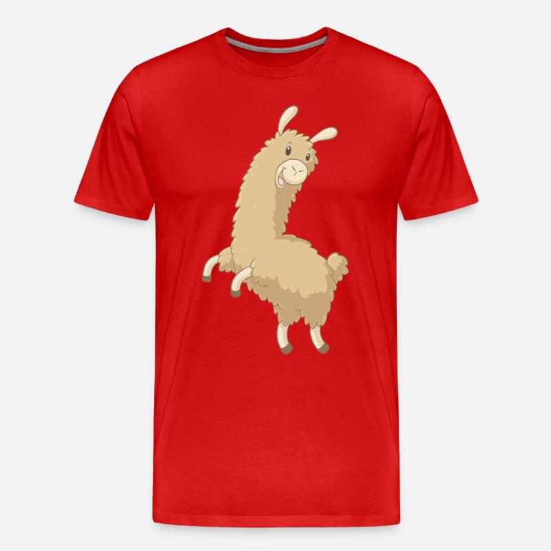 Springendes Comic Alpaka - Männer Premium Bio T-Shirt - Rot