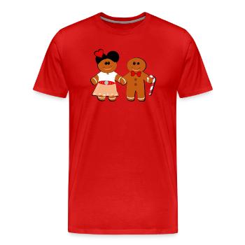 Alsace Couple by Mannele Mannala - Men's Premium Organic T-Shirt - red - Front - Damien (186cm)