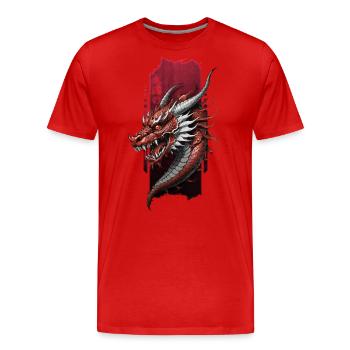 Ewiger Wächter: Chinesischer Drache inmitten des "Ewigen" - Männer Premium Bio T-Shirt - Rot - Vorne - Damien (186cm)
