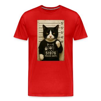 Chat de prison - T-shirt bio Premium Homme - rouge - Devant - Damien (186cm)