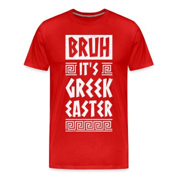Mec, c’est Pâques orthodoxe grec - T-shirt bio Premium Homme - rouge - Devant - Damien (186cm)