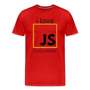 JavaScript web developer funny programming - Men's Premium Organic T-Shirt - red - Front - Damien (186cm)