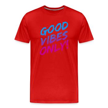 Good Vibes Only Brushed Colorful - Männer Premium Bio T-Shirt - Rot - Vorne - Damien (186cm)