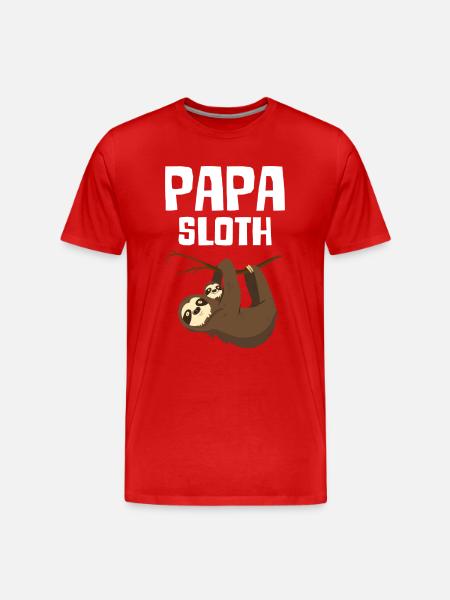 Papa Sloth - Männer Premium Bio T-Shirt - Rot