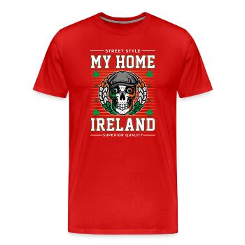 Mon pays d’origine Irlande - T-shirt bio Premium Homme - rouge - Devant - Damien (186cm)
