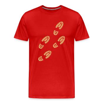 Spuren - Schuhe - Männer Premium Bio T-Shirt - Rot - Vorne - Damien (186cm)