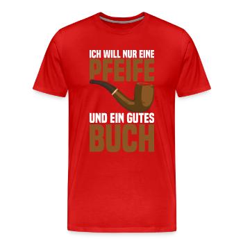 Pfeife Rauchen Tabak Pfeifentabak Pfeifenraucher - Männer Premium Bio T-Shirt - Rot - Vorne - Damien (186cm)