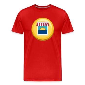Sunset Market Sticker - Männer Premium Bio T-Shirt - Rot - Vorne - Damien (186cm)