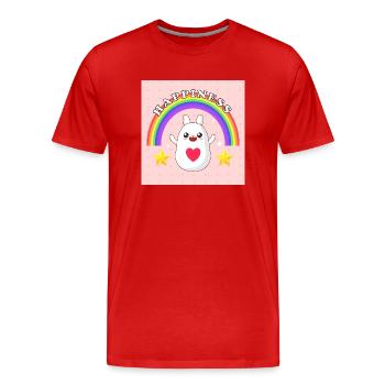 Happiness Hase mit Regenbogen - Männer Premium Bio T-Shirt - Rot - Vorne - Damien (186cm)