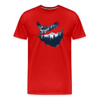 Eule Tier Eulen Vogel Wald Natur - Männer Premium Bio T-Shirt - Rot - Vorne - Damien (186cm)