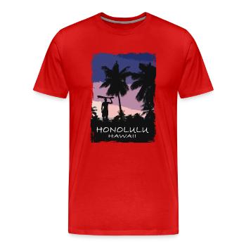 Honolulu - Hawaii - Beach - Surfing - Surfer - Männer Premium Bio T-Shirt - Rot - Vorne - Damien (186cm)
