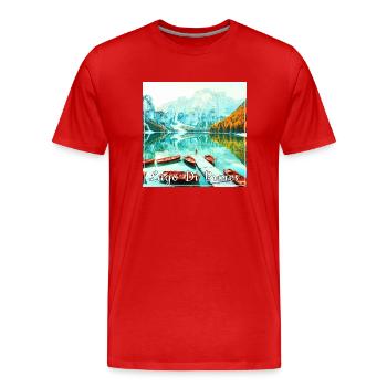 Lago di braies,Lac de Braies,Lac de Braies,Lac,Paysage,Montagne - T-shirt bio Premium Homme - rouge - Devant - Damien (186cm)