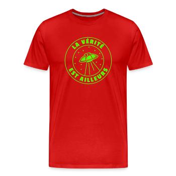 OVNI Vérité est ailleurs - T-shirt bio Premium Homme - rouge - Devant - Damien (186cm)