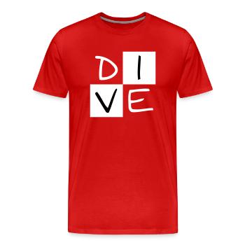 DIVE im Quadrat - Männer Premium Bio T-Shirt - Rot - Vorne - Damien (186cm)