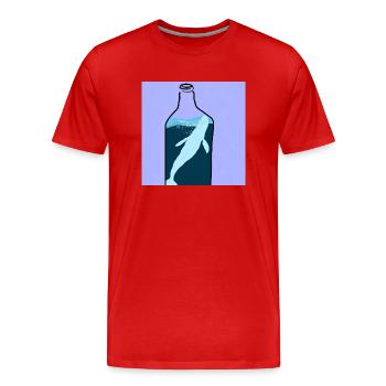 Message in a Bottle, Whale Illustration, Statement - Men's Premium Organic T-Shirt - red - Front - Damien (186cm)