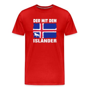 Der mit dem Isländer - Männer Premium Bio T-Shirt - Rot - Vorne - Damien (186cm)