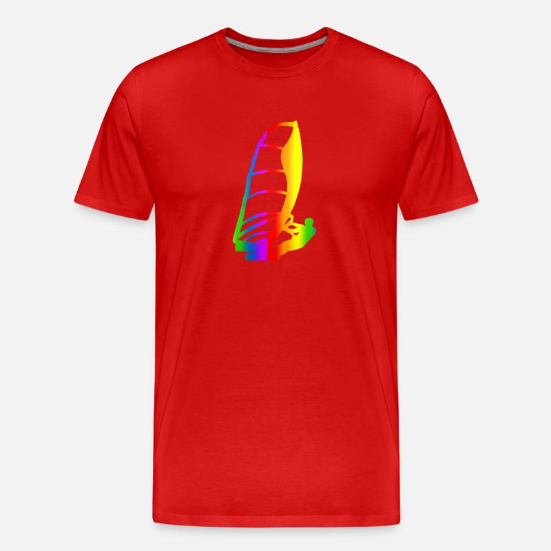 Bunter Windsurfen Regenbogen - Männer Premium Bio T-Shirt - Rot