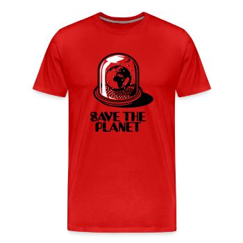 Weltkugel / World Globe - Save The Planet_2c - Männer Premium Bio T-Shirt - Rot - Vorne - Damien (186cm)