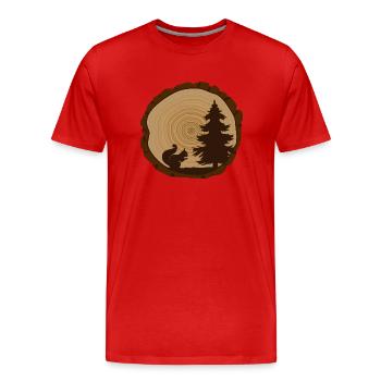 Shinrin Yoku Waldmeditation Eichhörnchen im Wald - Männer Premium Bio T-Shirt - Rot - Vorne - Damien (186cm)