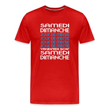 Week - Week - Shit Day (2c) - Men's Premium Organic T-Shirt - red - Front - Damien (186cm)