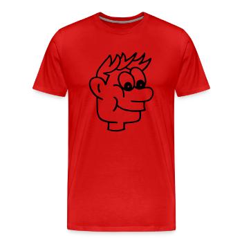 Comic Boy Face - Men's Premium Organic T-Shirt - red - Front - Damien (186cm)