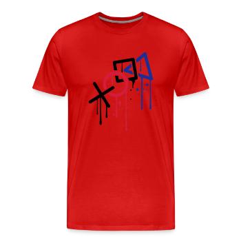 tropfen graffiti controller kontur cool X viereck - Männer Premium Bio T-Shirt - Rot - Vorne - Damien (186cm)