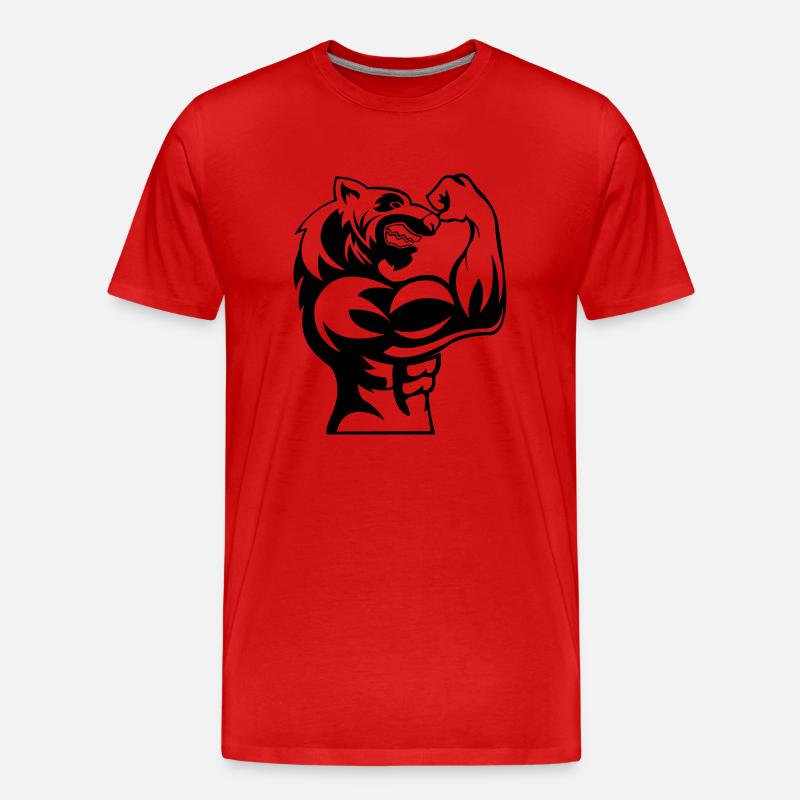 strong_wolf_001 - Männer Premium Bio T-Shirt - Rot