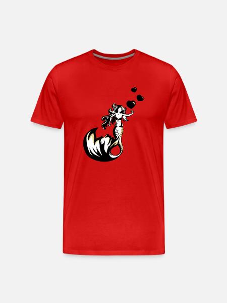 mermaid valentine - Men's Premium Organic T-Shirt - red