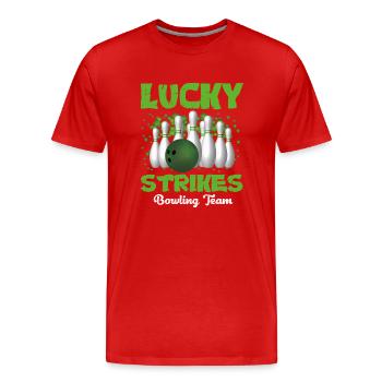 Lucky Strikes Bowling Team - Männer Premium Bio T-Shirt - Rot - Vorne - Damien (186cm)