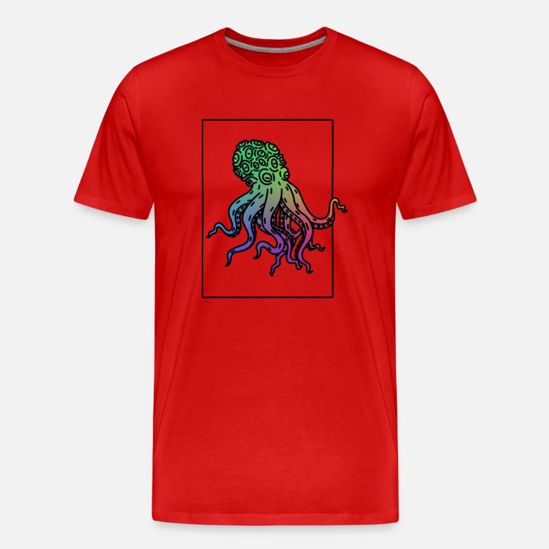 Krake - Männer Premium Bio T-Shirt - Rot