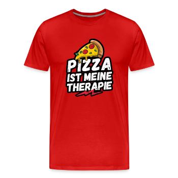Pizza ist meine Therapie, Ich liebe Pizza, Pizza - Männer Premium Bio T-Shirt - Rot - Vorne - Damien (186cm)