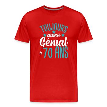 Toujours aussi génial 70 ans cadeau homme humour - T-shirt bio Premium Homme - rouge - Devant - Damien (186cm)