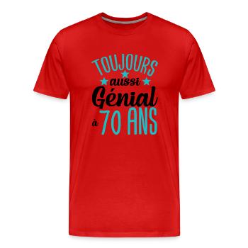 Je n'ai pas 70 ans cadeau humour anniversaire - T-shirt bio Premium Homme - rouge - Devant - Damien (186cm)