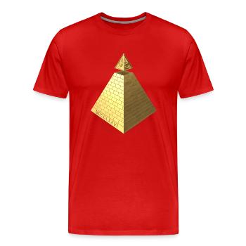 Illuminati Pyramid Gold 3D - Männer Premium Bio T-Shirt - Rot - Vorne - Damien (186cm)