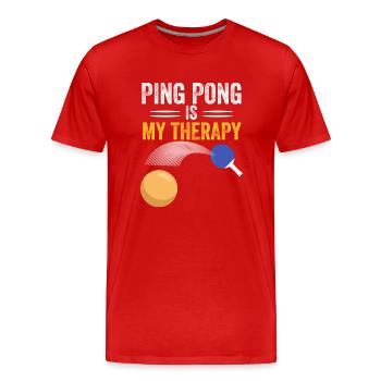 ping pong is my therapy - Men's Premium Organic T-Shirt - red - Front - Damien (186cm)