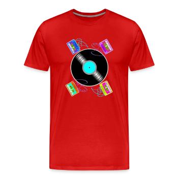 Vintage-Begegnungen zwischen Vinyl und Kassetten - Männer Premium Bio T-Shirt - Rot - Vorne - Damien (186cm)