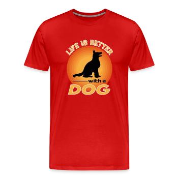 Chien Chien Marcher La vie est meilleure - T-shirt bio Premium Homme - rouge - Devant - Damien (186cm)